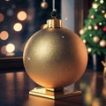 Golden ball Christmas tree decorations with bokeh effect as a background Royalty Free Stock Photo