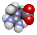 Creatine molecule, 3D rendering. Often used in food supplements. Atoms are represented as spheres with conventional color coding: