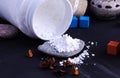 Bottle of creatine monohydrate powder Royalty Free Stock Photo