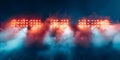 Creating a atmospheric sporting scene with vibrant stadium lights and hazy smoke. Concept Sporting