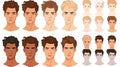 Creating an avatar from cartoon caucasian heads, hairstyles, noses, eyes, eyebrows, and lips. Isolated facial elements Royalty Free Stock Photo