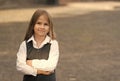 Creating childrens future. Little child back to school. Small child wearing formal uniform outdoors. Primary education