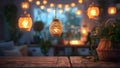 Creating a Cozy Ambiance Lantern String Lights in Any Setting. Concept Cozy Decor, Lantern String Royalty Free Stock Photo
