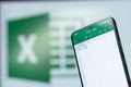 Creating empty new spreadsheetin Microsoft excel mobile Royalty Free Stock Photo