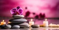 Creating Harmony with Spa Stones, Gentle Candlelight, and Delicate Orchid. Generative AI Royalty Free Stock Photo