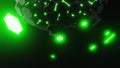 Creating an innovative visual with cyber neon green glowing hexagons in a futuristic space setting Royalty Free Stock Photo