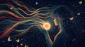 Creating light energy ethereal landscape digital art cosmic realm profile view imagination unleashed