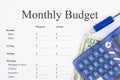 Creating a monthly budget with calculator