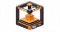 Creating Object with 3d Printer in Isometric View for Technology Concept Royalty Free Stock Photo