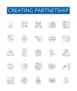 Creating partnetship line icons signs set. Design collection of Partnership, Collaborate, Alliance, Affinity, Syndicate