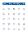 Creating partnetship line icons signs set. Design collection of Partnership, Collaborate, Alliance, Affinity, Syndicate