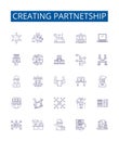 Creating partnetship line icons signs set. Design collection of Partnership, Collaborate, Alliance, Affinity, Syndicate