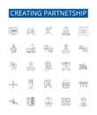 Creating partnetship line icons signs set. Design collection of Partnership, Collaborate, Alliance, Affinity, Syndicate