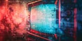 Creating Pixel Glitch Damage Background with Retro VHS Scanlines Overlay on TV Screen. Concept