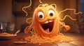 Creating A Playful Pixar Style Pasta With Animated Character In A Swirling Vortex Scene