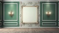 Creating A Realistic Victorian Era Green Room With Ornate Wall And Old Frame