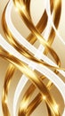 Intertwining ribbons of shiny gold and pure white with bright light reflections creating dynamic and abstract flowing forms Royalty Free Stock Photo
