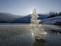 creating zen and creative perspective with frozen ice sheets