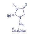 Creatinine chemical structure. Vector illustration Hand drawn.