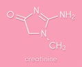 Creatinine molecule. Creatine breakdown product. Creatinine clearance is used to measure kidney function. Skeletal formula. Royalty Free Stock Photo