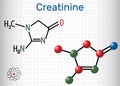 Creatinine molecule. Structural chemical formula and molecule mo