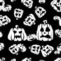 Halloween pumpkin seamless repeat pattern in white and black