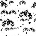 Halloween bat seamless repeat pattern in black and white