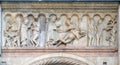 Creation Of Adam and Eve, Temptation relief by Wiligelmo, Modena Cathedral Royalty Free Stock Photo