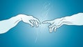 The Creation of Adam (fragment). Azure cerulean version. Royalty Free Stock Photo