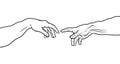 The Creation of Adam. Fragment (Outline vesion) Royalty Free Stock Photo