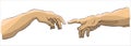 Creation of adam Michelangelo vector hands with frame Royalty Free Stock Photo