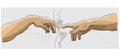 Creation of adam Michelangelo vector hands with frame Royalty Free Stock Photo