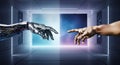 The Creation of AI where human meets machine Royalty Free Stock Photo