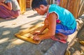Creation of carved wooden furniture, Chinatown, Yangon, Myanmar