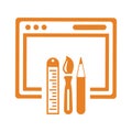 Creation, design, development icon. Orange vector design