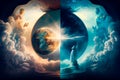 Creation of heaven and earth . Generative AI Royalty Free Stock Photo