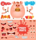 Creation kit of cartoon emoticon pig character Royalty Free Stock Photo