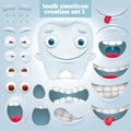 Creation set of cartoon tooth emoticon character