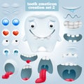 Creation set of cartoon tooth emoticon character.