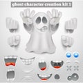 Creation set of halloween emoticon ghost cartoon character