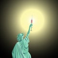 Creation of a vaccine against coronavirus in the USA. Victory over KOVID-19. Statue of Liberty holds vaccine invented