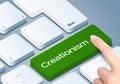 Creationism keyboard key. Finger push the button Royalty Free Stock Photo