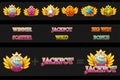 Creations slot machine and Game icons. Vector Colorful jewelry stones. Icons constructor. Game asset for casino and UI Royalty Free Stock Photo