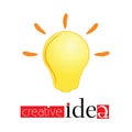 Creativ idea sign with yellow light bulb vector Royalty Free Stock Photo