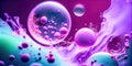 Creative abstract background of soapy purple color with bubbles, refracting colors and tones. Blue, pink and violet water soap. Royalty Free Stock Photo