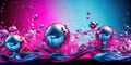 Creative abstract background of soapy purple color with bubbles, refracting colors and tones. Blue, pink and violet water soap. Royalty Free Stock Photo