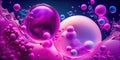Creative abstract background of soapy purple color with bubbles, refracting colors and tones. Blue, pink and violet water soap. Royalty Free Stock Photo