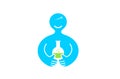 Creative Abstract Body Holding Blue Science Beaker Logo