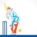 Creative abstract cricket player design by brush stroke