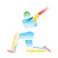 Creative abstract cricket player design by brush stroke Royalty Free Stock Photo